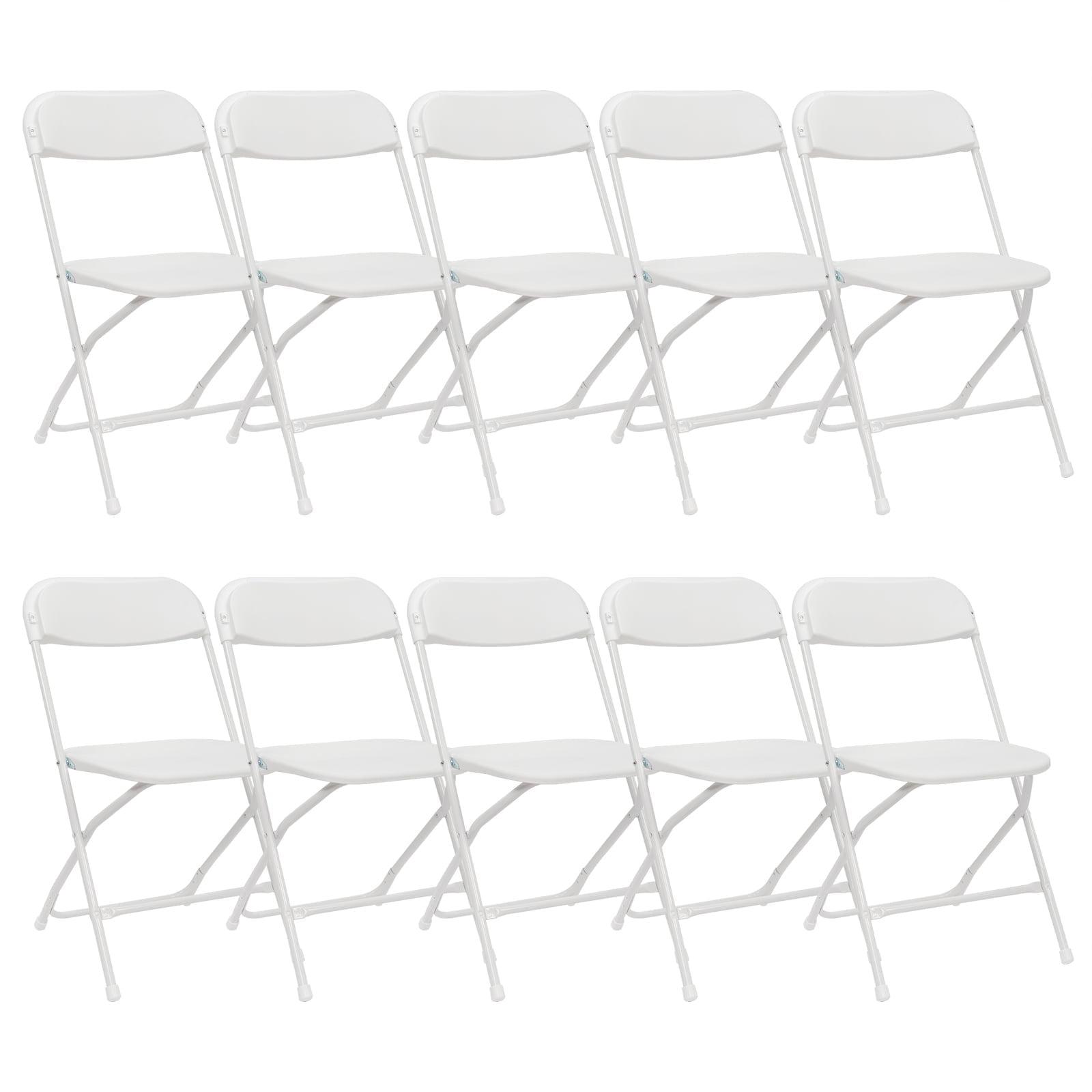 COVERONICS 10 Pack Plastic Folding Chair, Portable Steel Frame Party Chairs Seating, Indoor/Outdoor Stackable Commercial Chair for Home, Office, Weddings & Events, 550lbs Weight Capacity, White