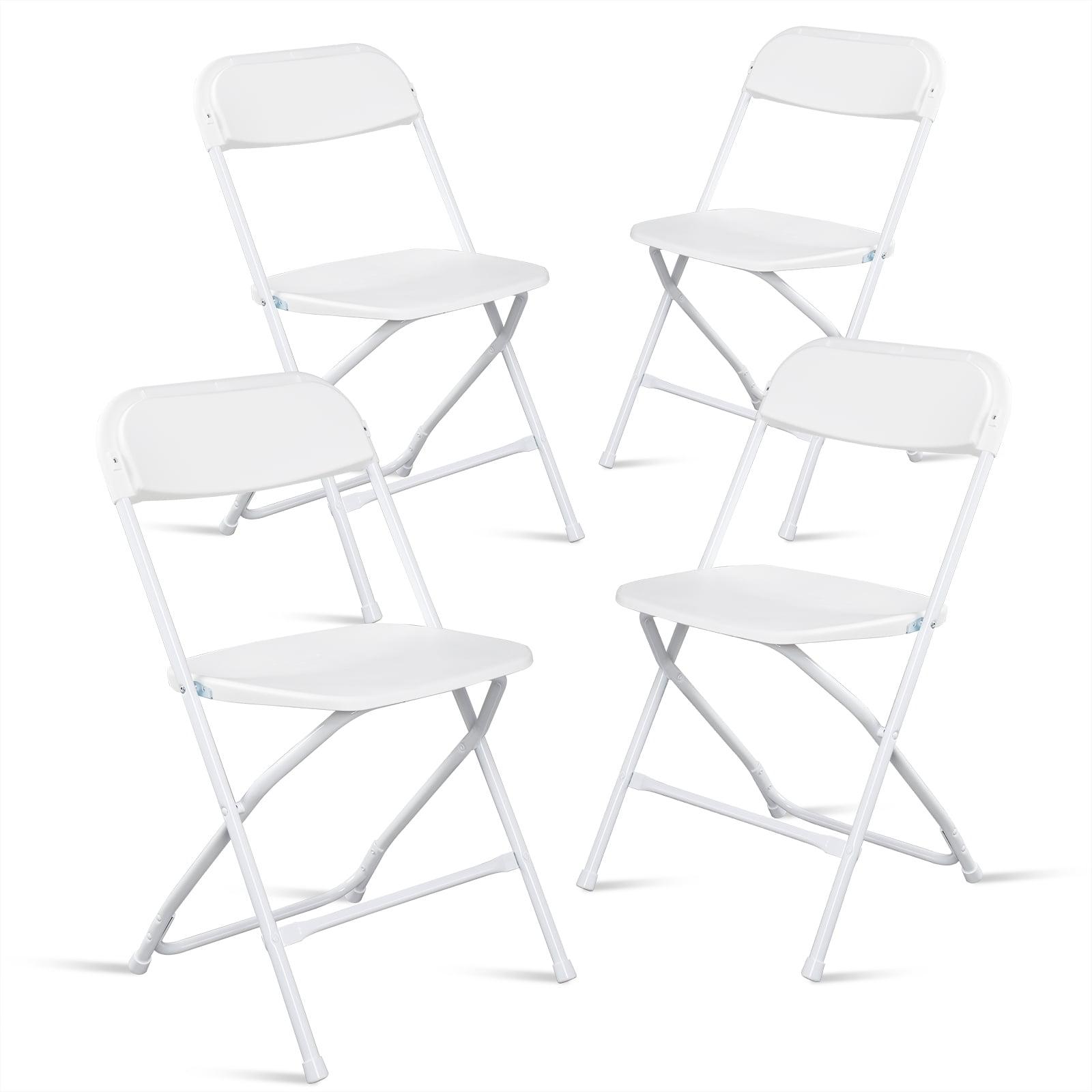 Sweetcrispy 4-Pack Sturdy Metal & Plastic Folding Chairs, Hold Up to 330 Pounds - White