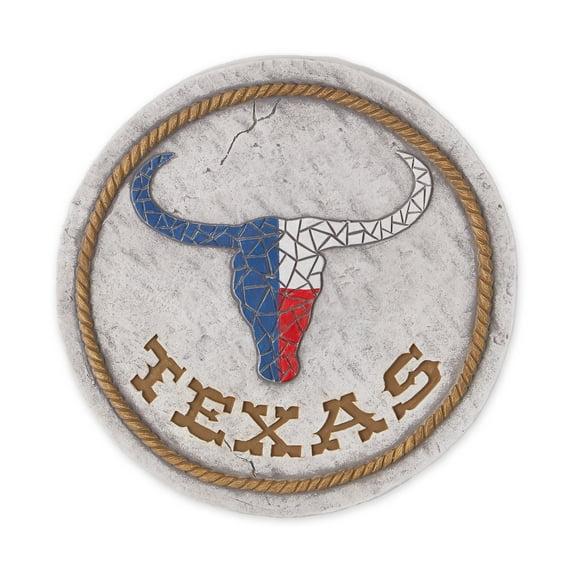 Zingz Home Texas Proud Cement Stepping Stone - 10-inch Diameter - Don't Mess With Texas Heart Flag