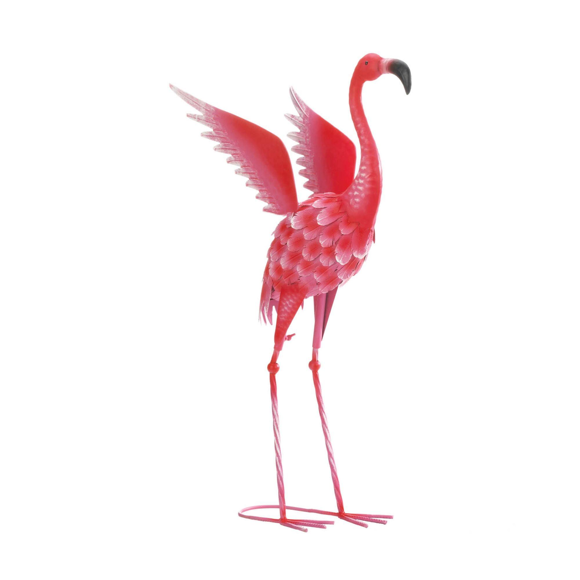 Pink and Red Iron Flamingo Garden Statue