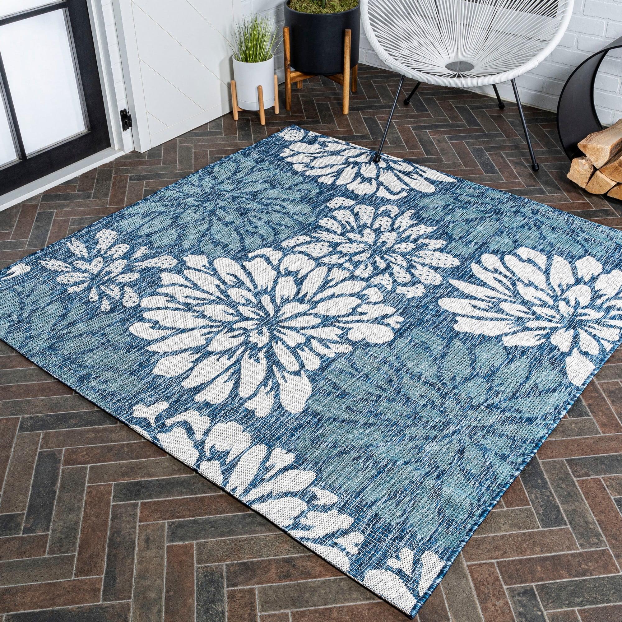 Zinnia Modern Floral Textured Weave Indoor/Outdoor Area Rug - JONATHAN Y