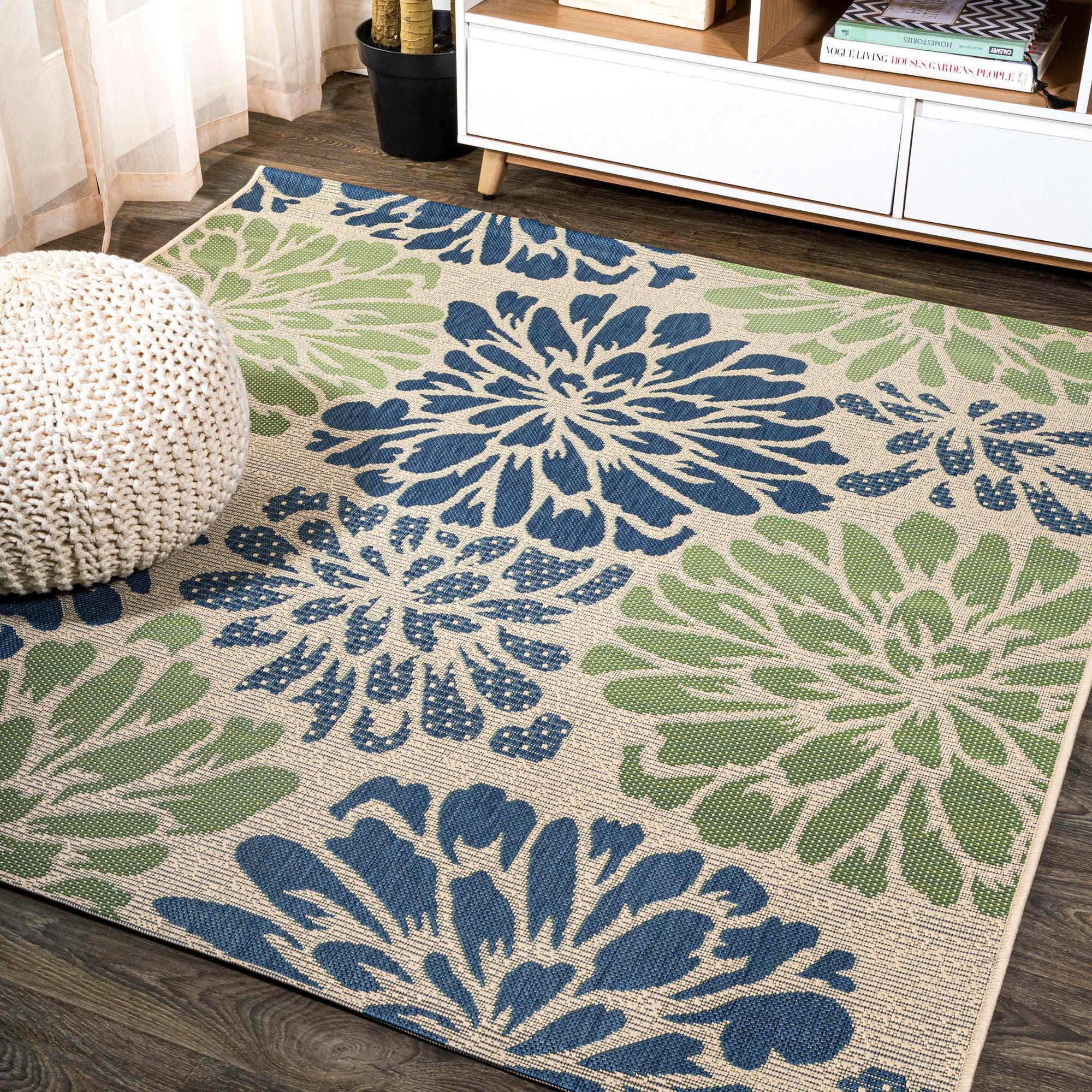 Zinnia Modern Floral Textured Weave Indoor/Outdoor Area Rug - JONATHAN Y