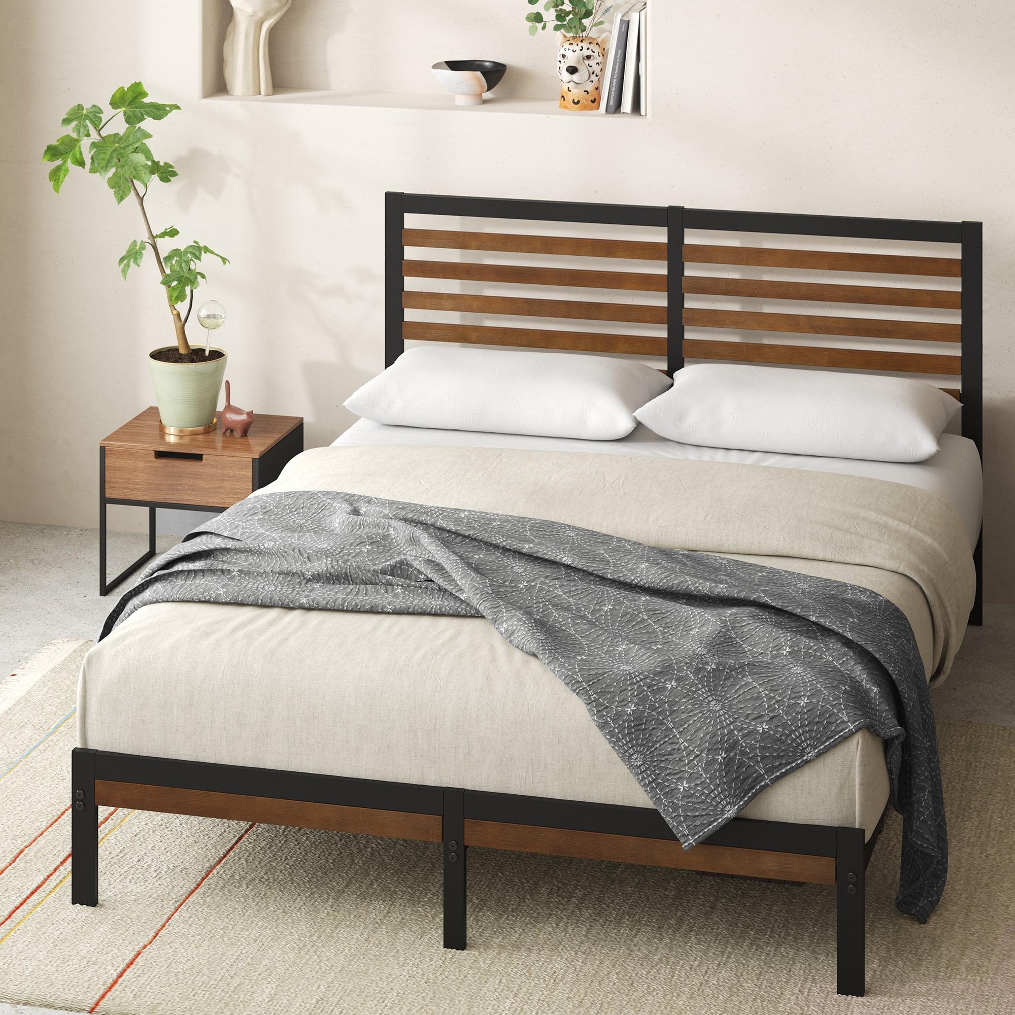 Kai Queen Bamboo and Metal Platform Bed Frame with Headboard