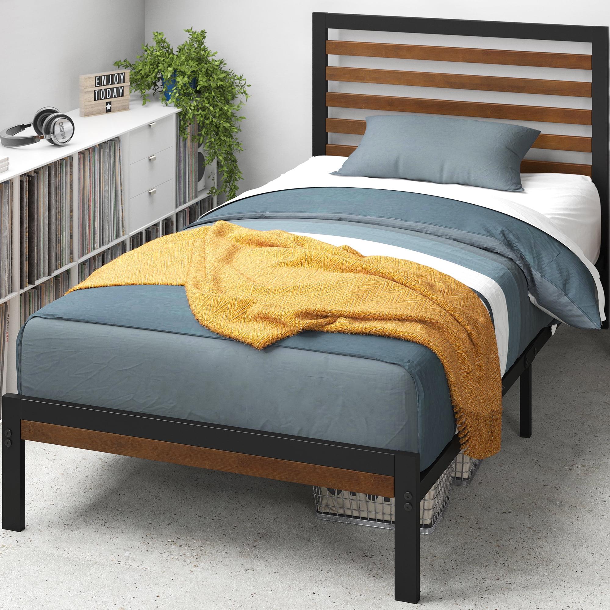 Kai Twin Bamboo and Metal Platform Bed Frame with Headboard