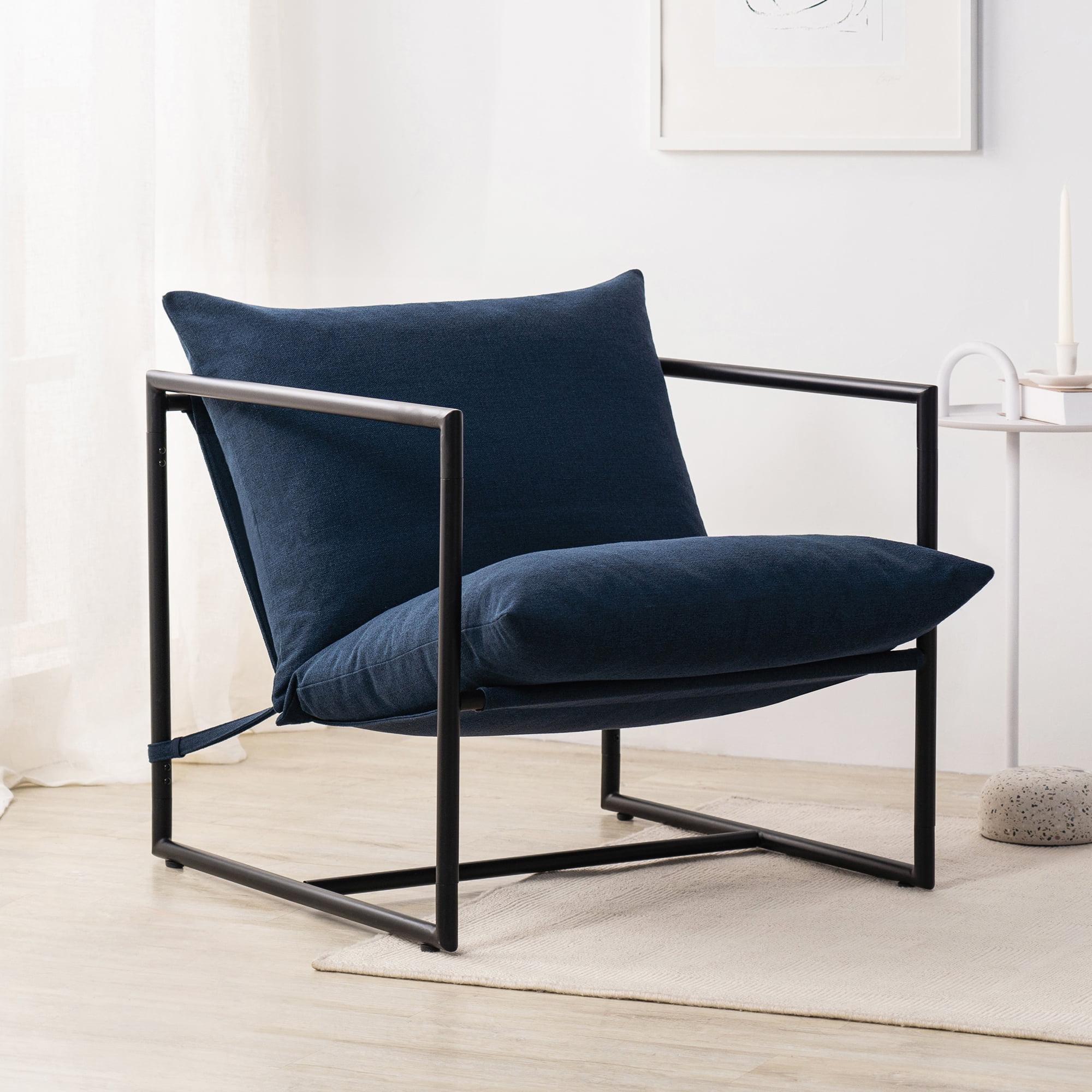 Zinus Aidan Metal Framed Sling Indoor Accent Chair, Navy