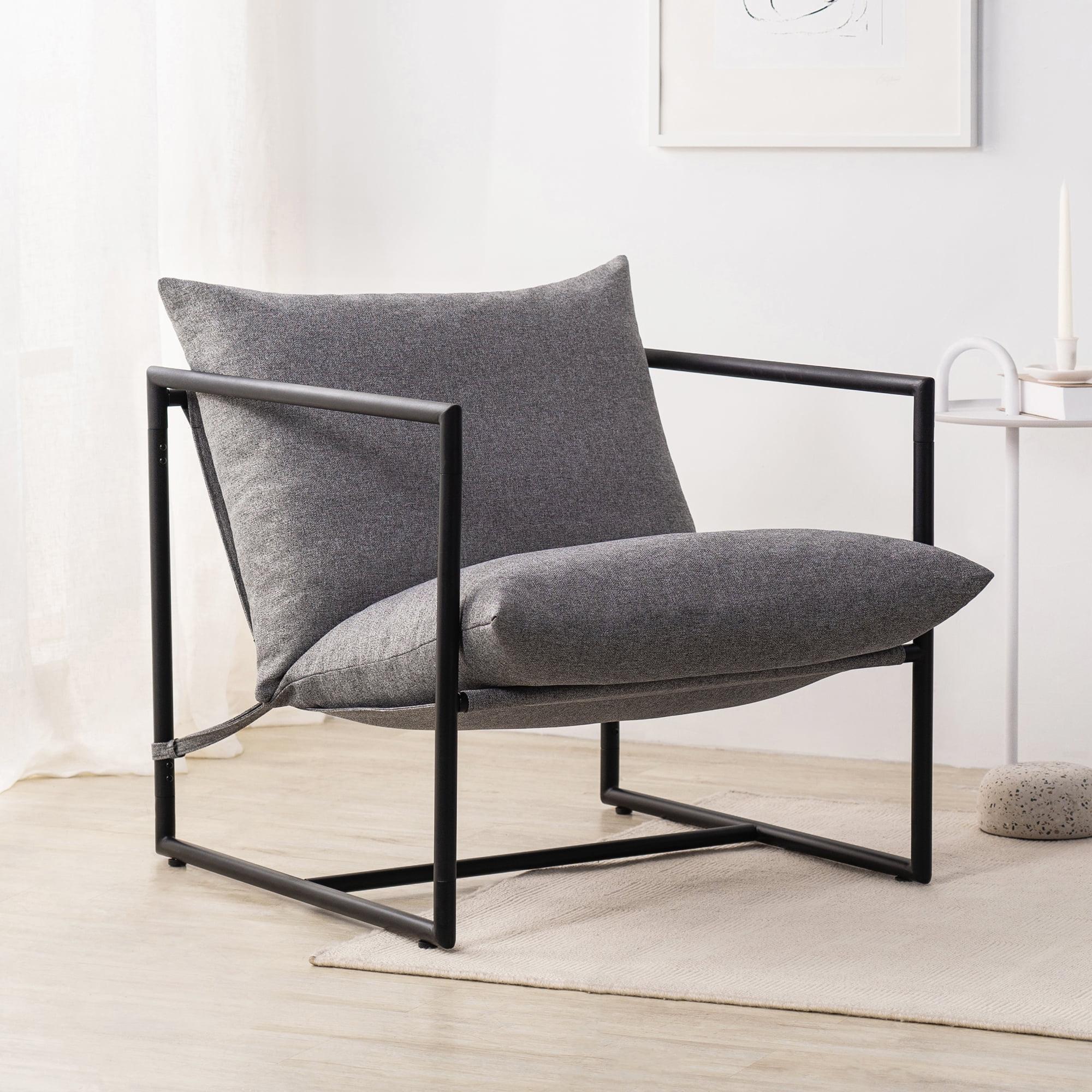 Zinus Aidan Metal Framed Sling Indoor Accent Chair, Light Grey