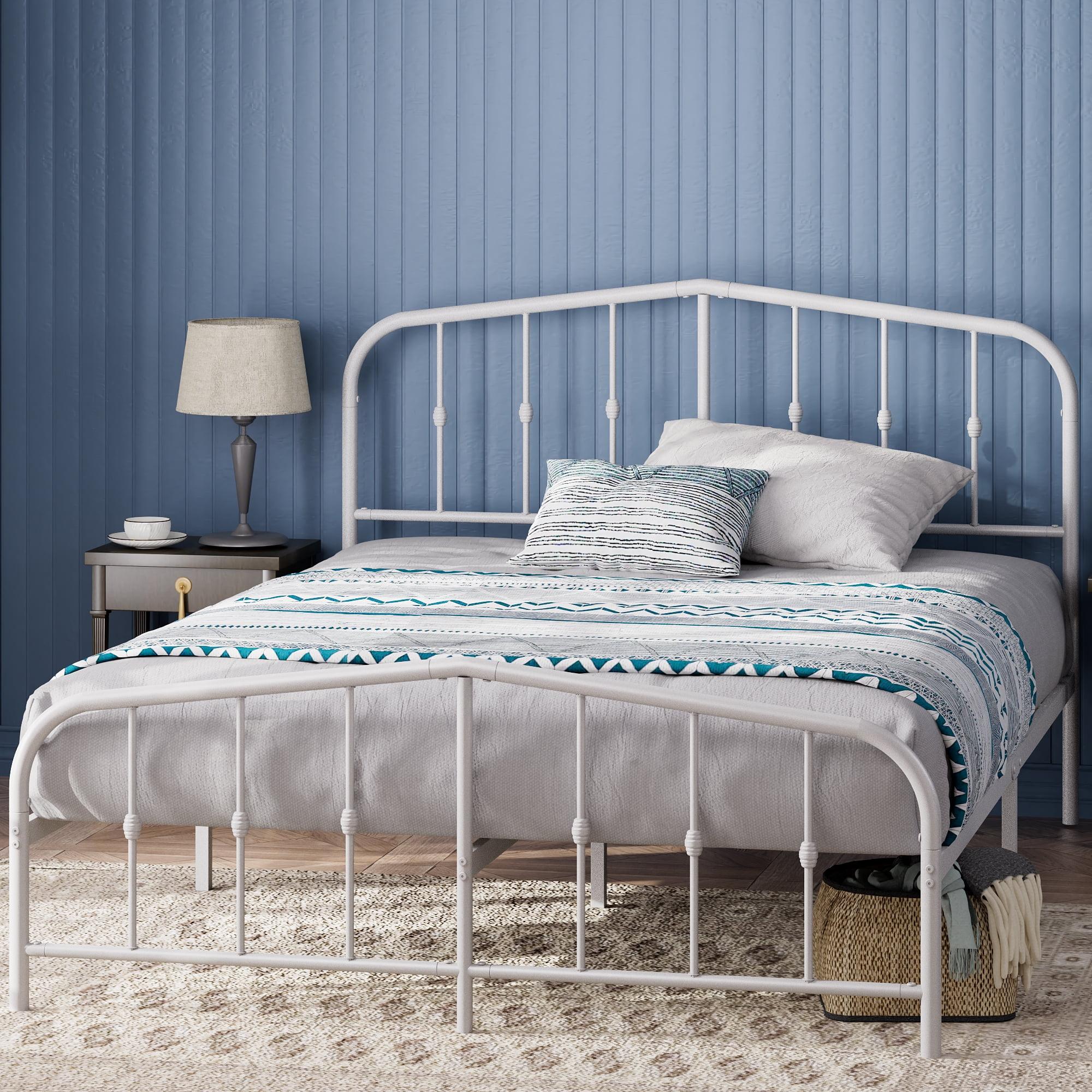 Zinus Queen Heidi Metal Platform Bed Frame White: Contemporary Style, Steel Construction, No Box Spring Needed, Max 700 lbs