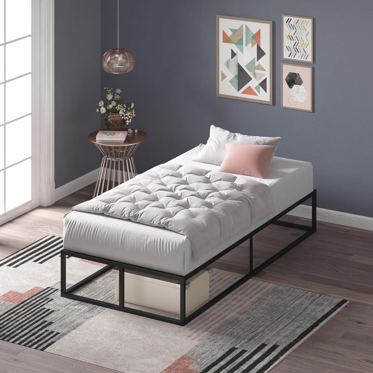 Joseph Black Metal Twin Platform Bed Frame with Slats