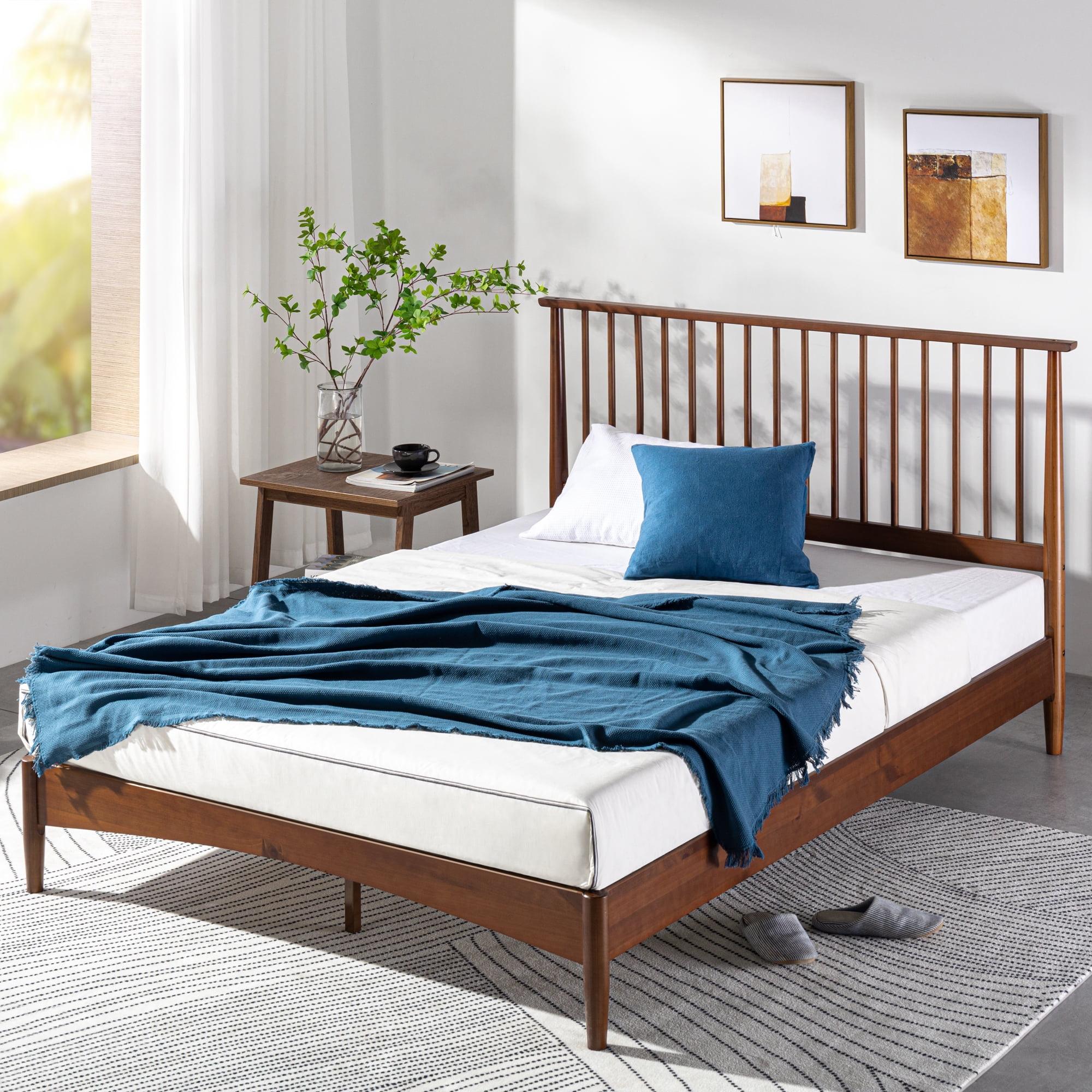 Mid-Century Modern Wood Spindle Platform Bed