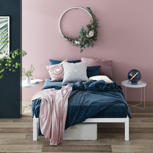 Twin Mia 14" Metal Platform Bed Frame White - Zinus: Steel Support, No Box Spring, Underbed Storage