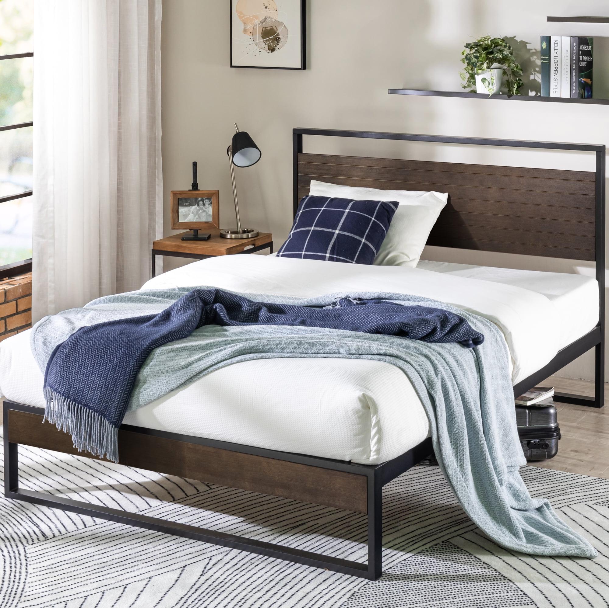 Suzanne King-Sized Grey Wash Bamboo and Steel Platform Bed