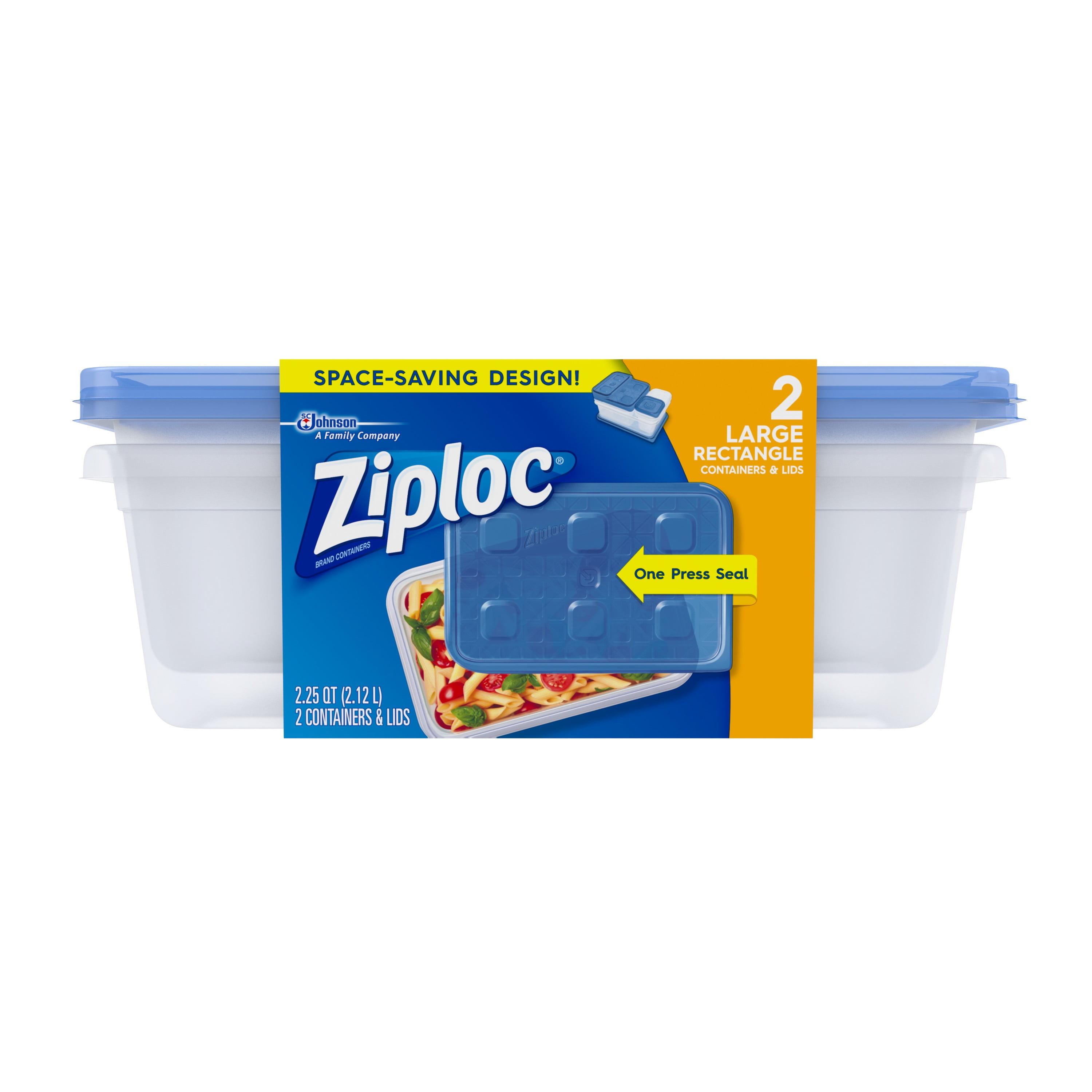 Ziploc® Brand, Food Storage Containers with Lids, Smart Snap Technology, Large Rectangle, 2 ct