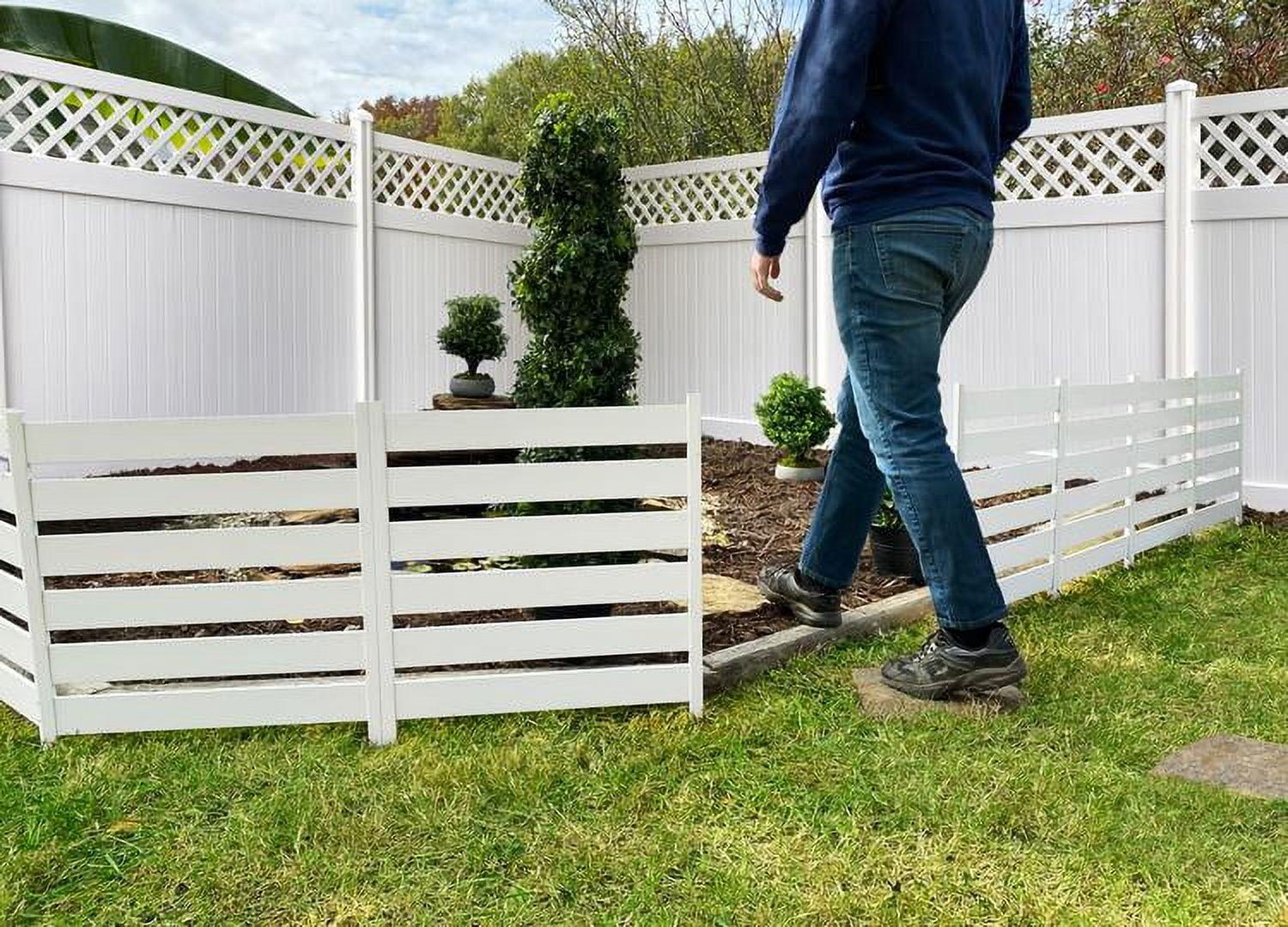 Zippity Outdoor Products 26in H x 24in W (3 Panels) No Dig Zippity Maui Fence Kit, Charcoal Color WoodTek Vinyl Fence Panel, Temporary Outdoor Border for Garden, Easy Install DIY Fence for Backyard, Patio, & Deck, ZP19066