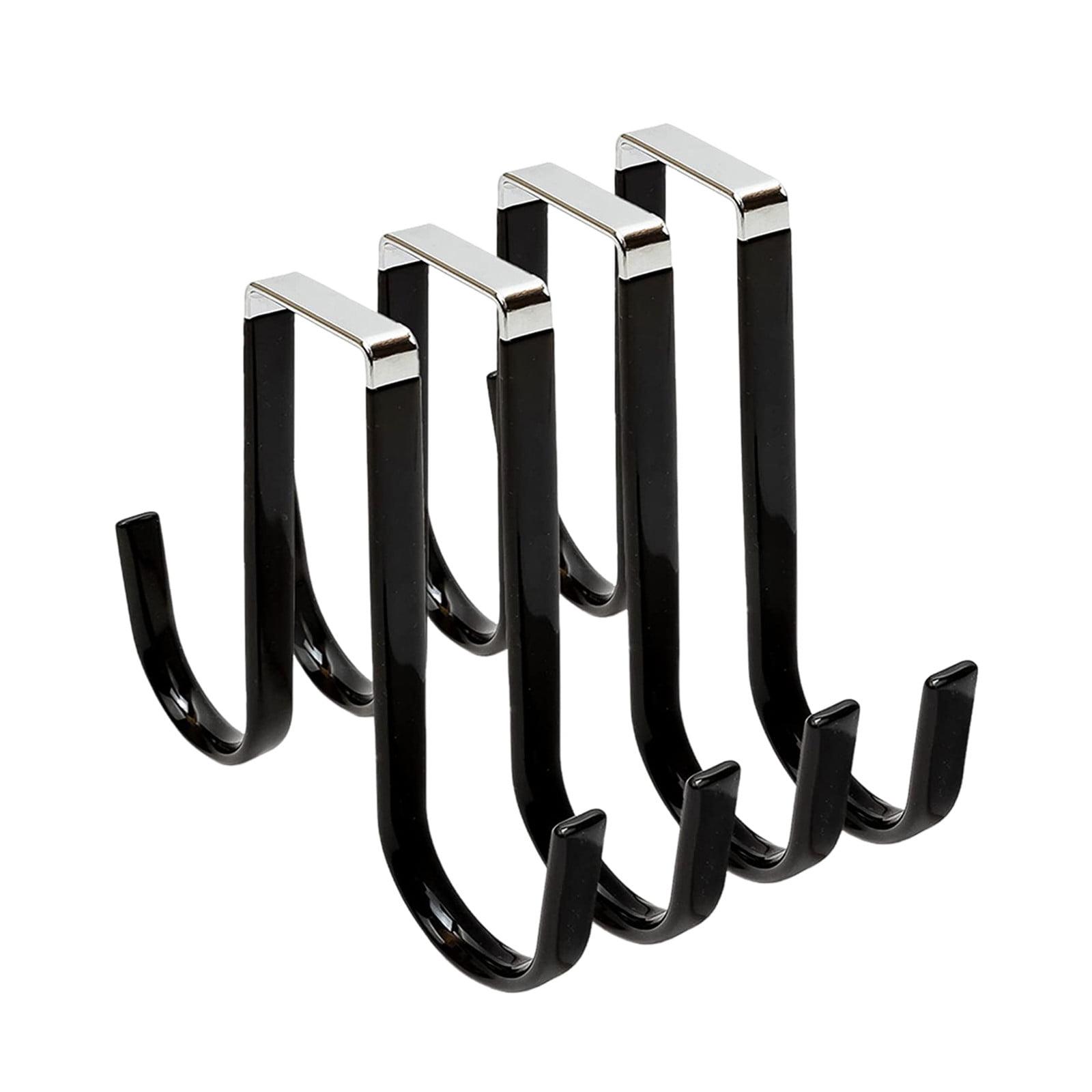 Over The Door Hooks, 4 Pack Upgraded Long Door Hangers Hooks with Rubber Prevent Scratches Heavy Duty Organizer Hooks for Hanging Clothes, Towels, Hats, Coats, Bags Black