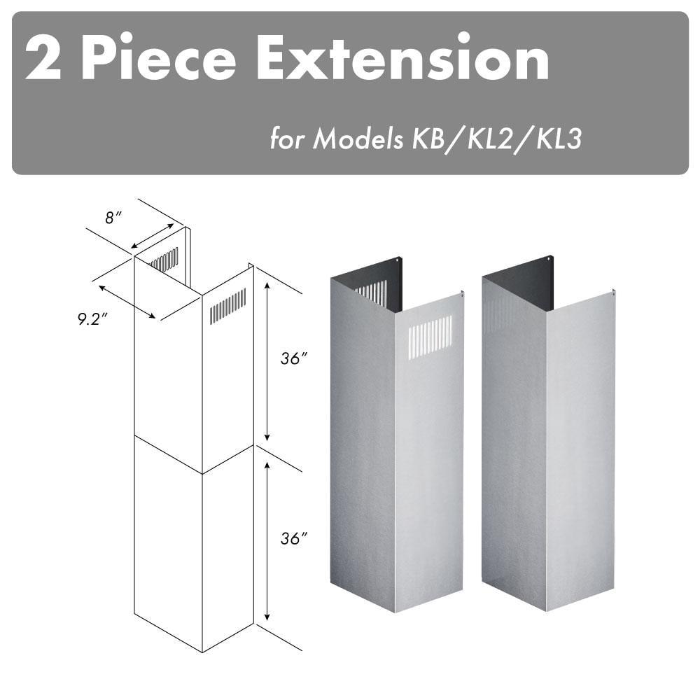 Stainless Steel Range Hood Chimney Extension for 10-12 ft Ceilings