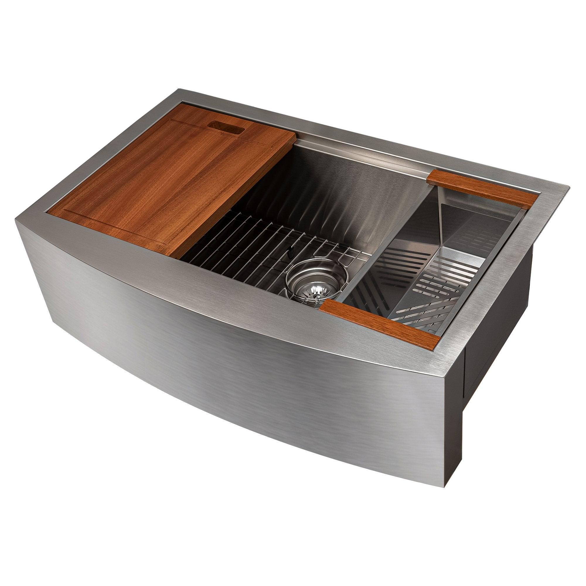 ZLINE 33" Moritz Farmhouse Apron Mount Single Bowl Stainless Steel Kitchen Sink with Bottom Grid and Accessories