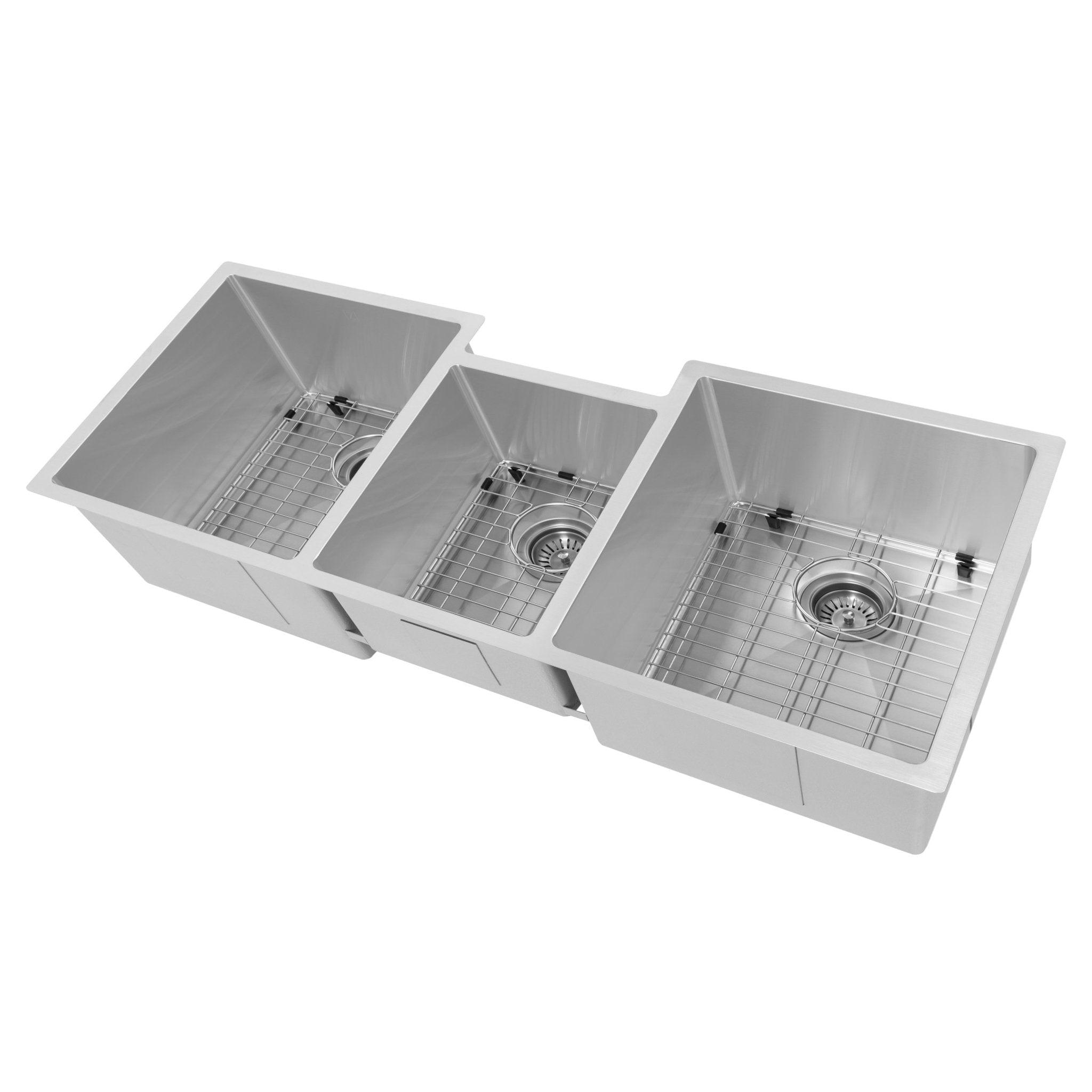 DuraSnow ZLINE 45" Breckenridge Undermount Triple Bowl Fingerprint Resistant Stainless Steel Kitchen Sink with Bottom Grid