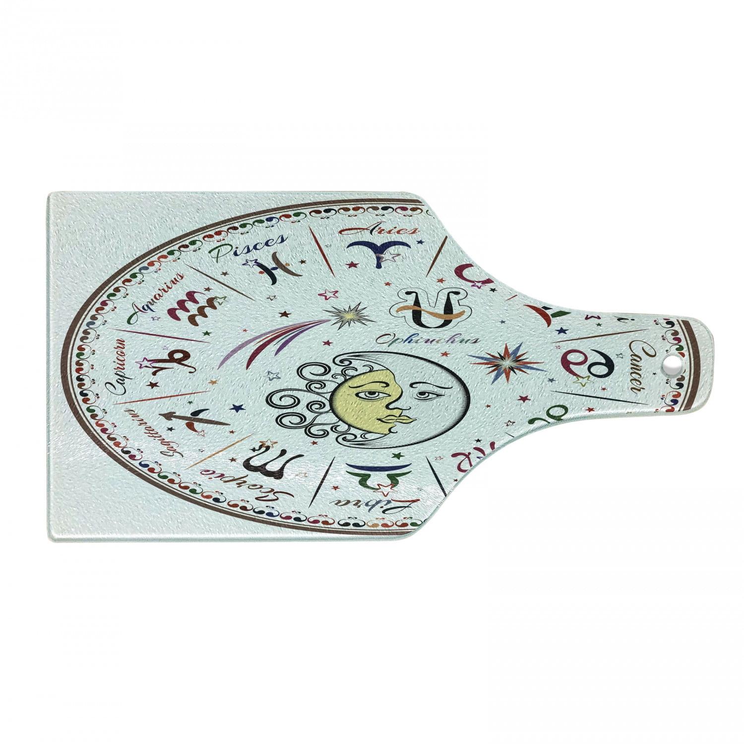 Ambesonne Ambesonne Astrology Tempered Glass Cutting Board Moon Sun and Signs Multicolor