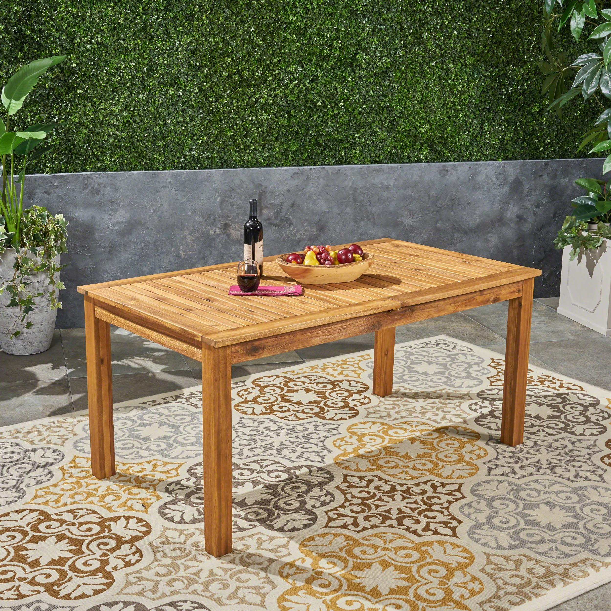 Zoe Natural Acacia Wood Expandable Outdoor Dining Table