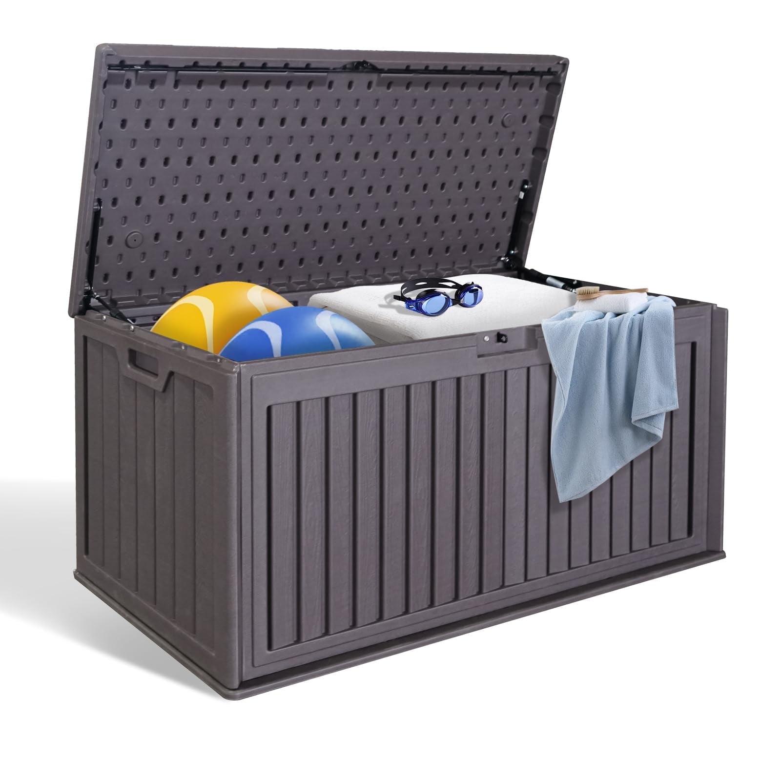 Zolyndo 100 Gallon Waterproof Outdoor Storage Box, Outside Resin Deck Box for Patio Cushions