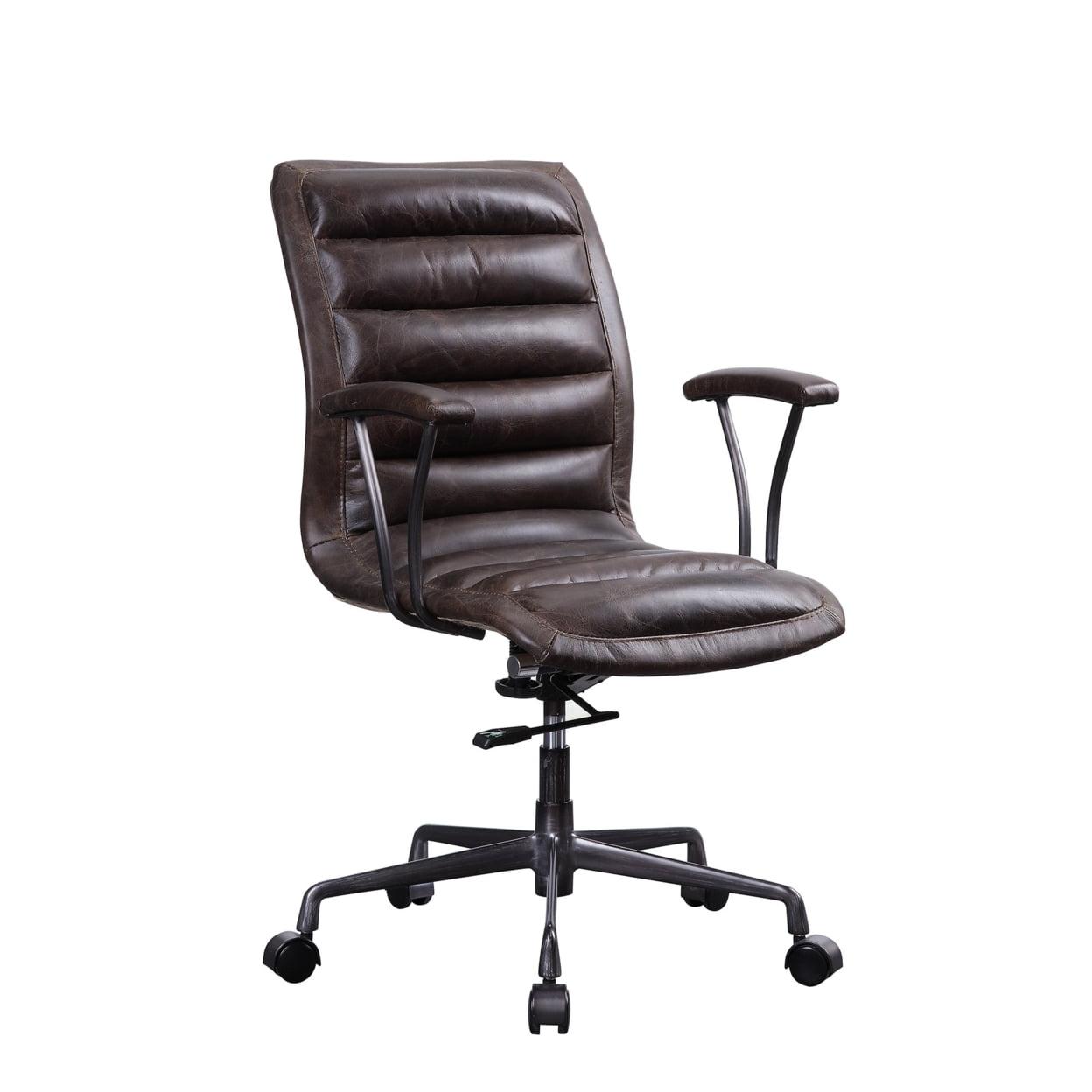 Distressed Brown Leather Executive Swivel Office Chair