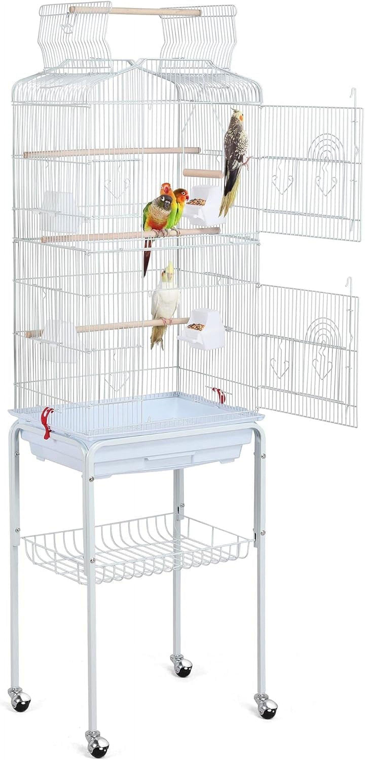 Yaheetech Open Top Metal Bird Cage Large Rolling Parrot Cage With Stand