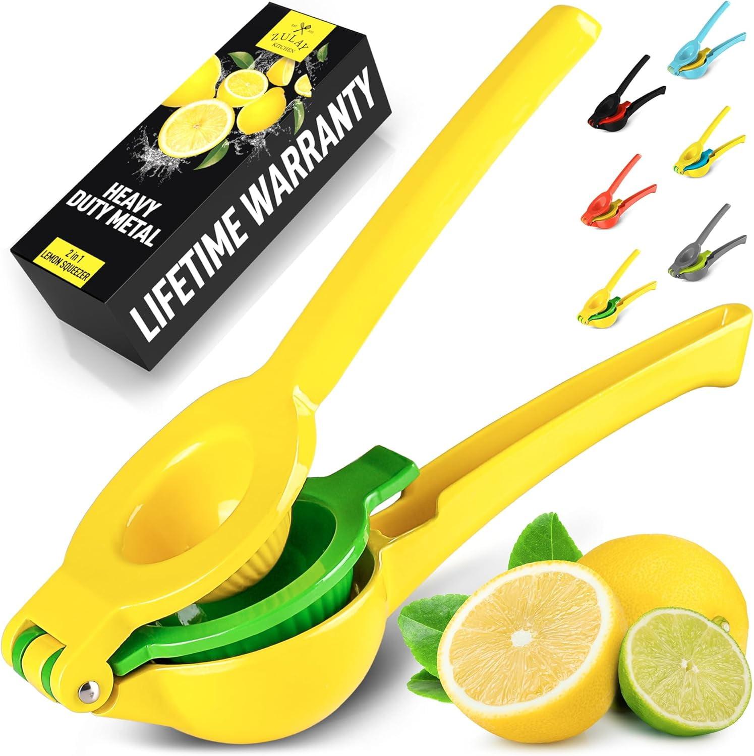 Yellow and Green Aluminum Citrus Juicer with Seed Filter