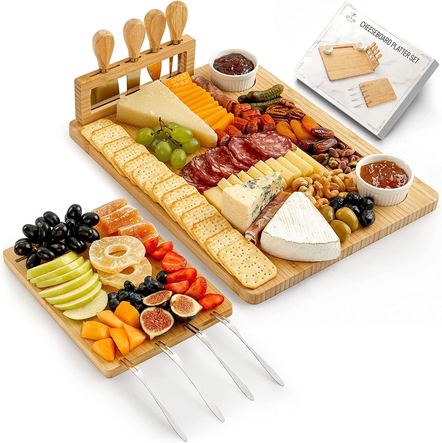 Bamboo Rectangular Cheese and Charcuterie Board Set with Knife Set