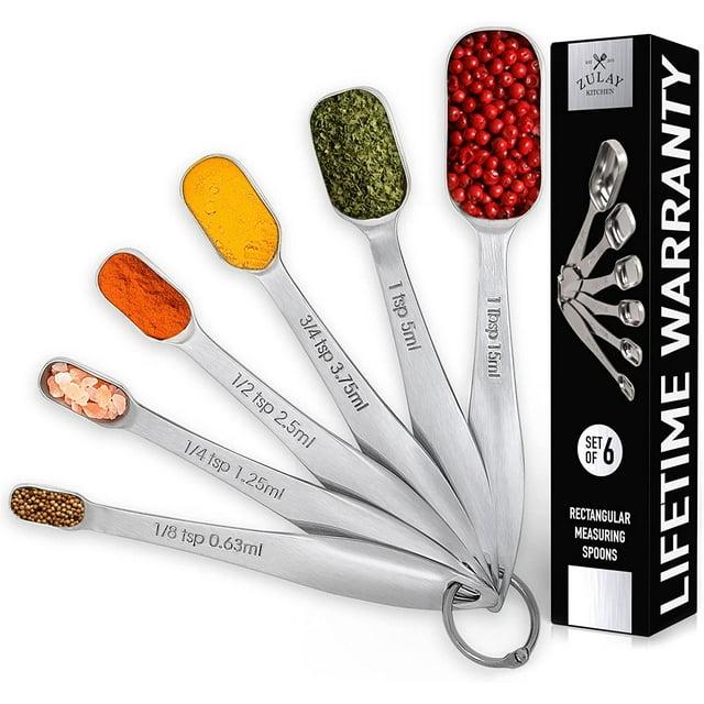 Zulay Kitchen Zulay Kitchen Heavy Duty Stainless Steel Measuring Spoons Slim Design 6 Piece Measuring Spoons