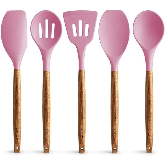 Zulay Kitchen Zulay Kitchen 5 Piece Silicone Utensils Set With Authentic Acacia Wood Handles - Dark Blue