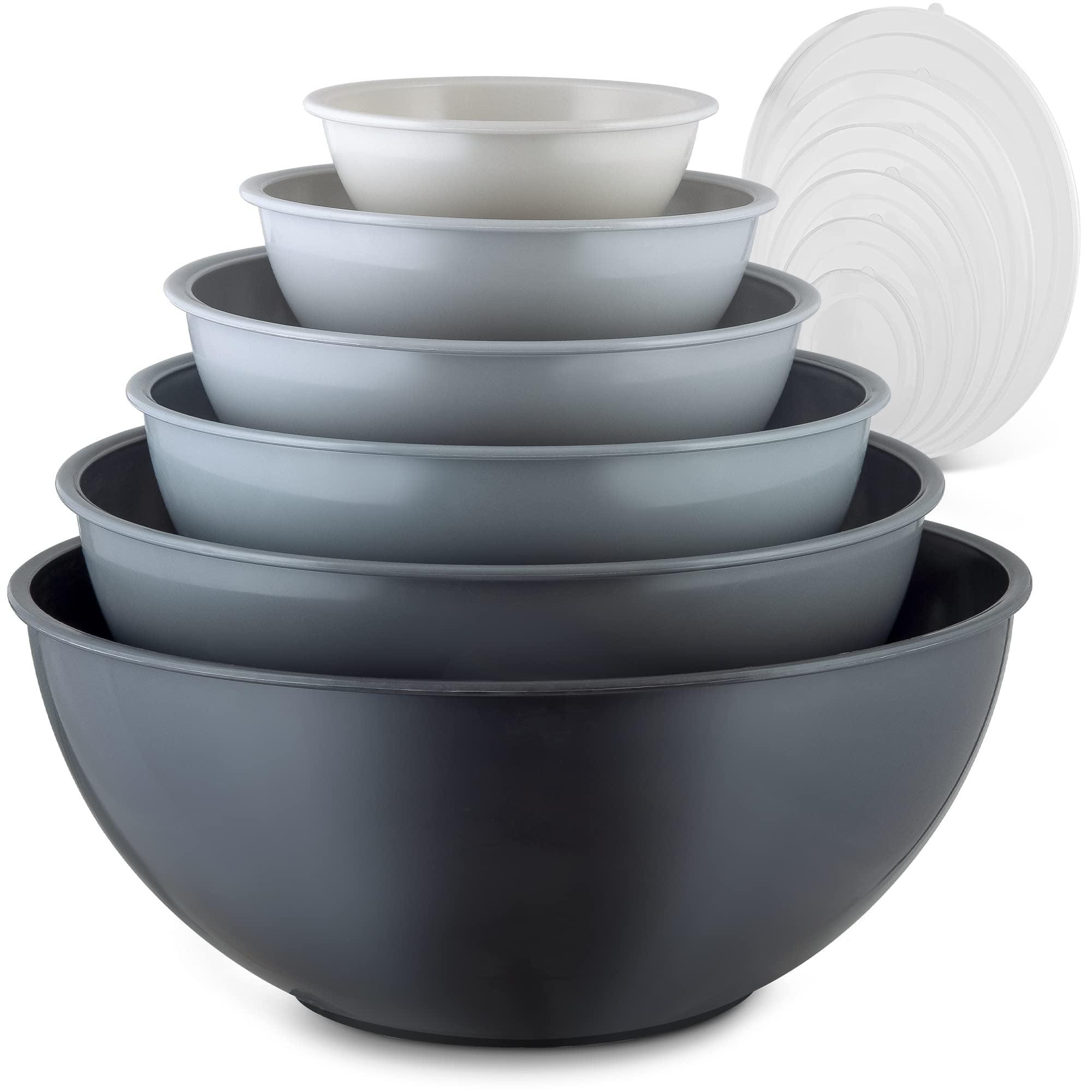 Zulay Kitchen Plastic Mixing Bowls With Lids 12 Piece Set 6 Prep Bowls and 6 Lids