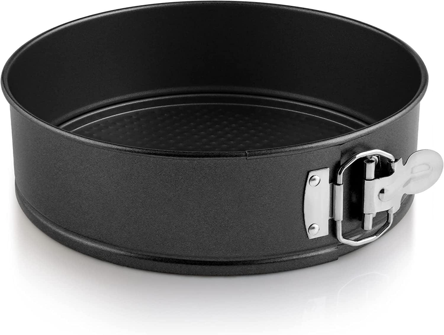 NutriChef 9 Inch Nonstick Cheesecake Springform Cake Pan | Stainless Steel Clasp & Removable Bottom | Durable Carbon Steel Cheesecake Pan | Easy to Clean | Includes 100 Parchment Papers | Black