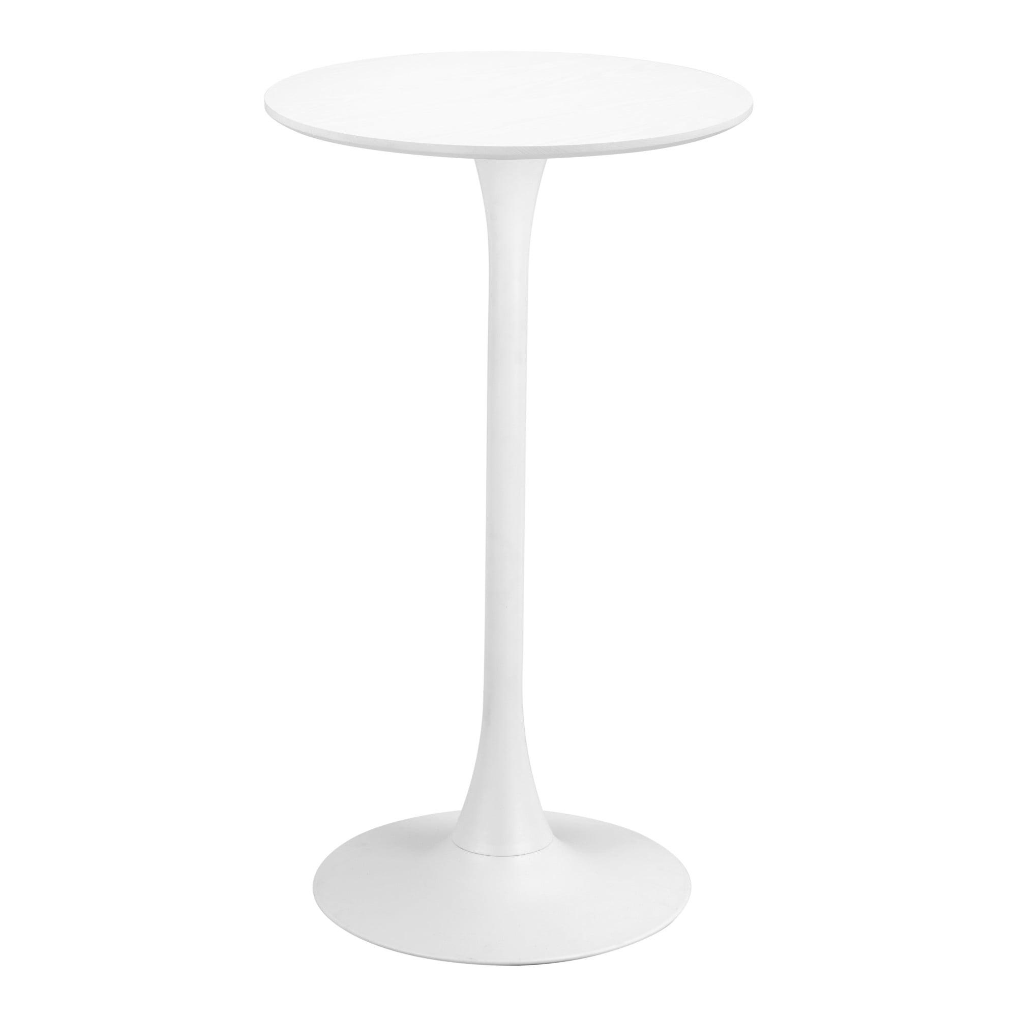 White Round Wood and Glass Bar Height Table