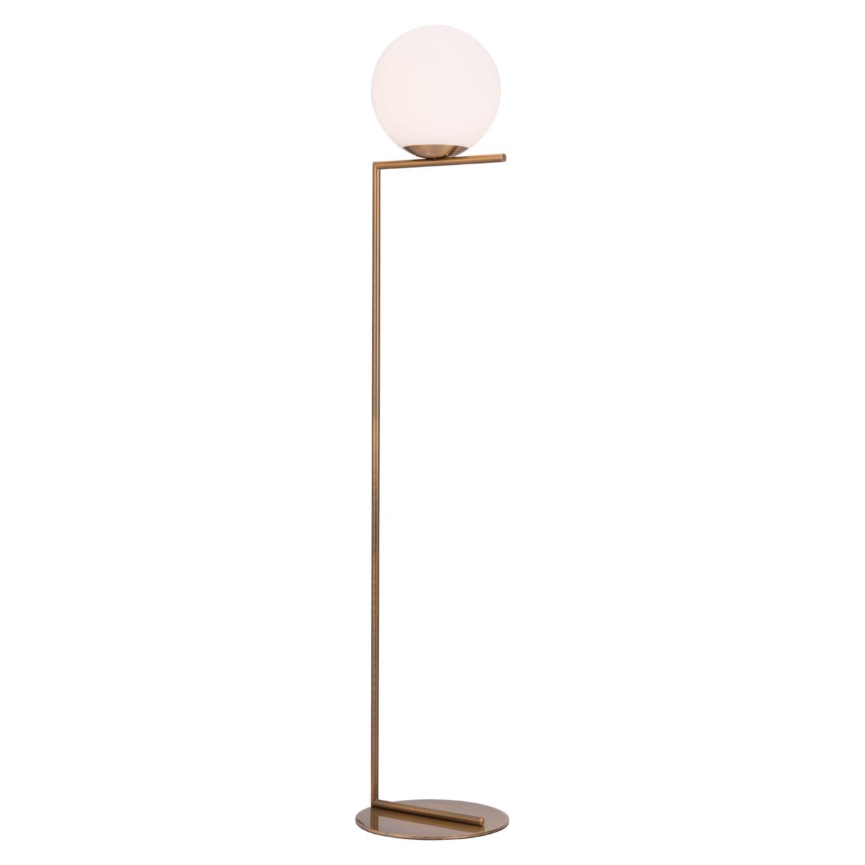 Belair Minimalist Globe Floor Lamp in Gold and White