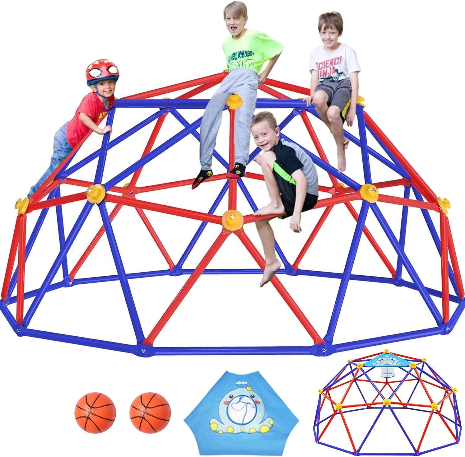 Zupapa Upgraded Dome Climber 10ft with 3 Years Warranty, Decagonal Geo Jungle Gym Easier Assembly