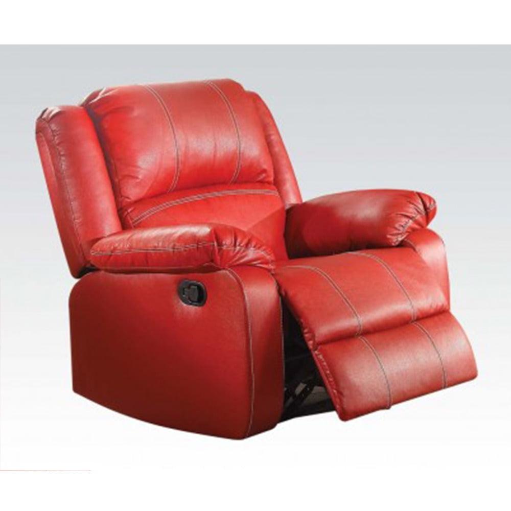 Luxurious Red Faux Leather Rocker Recliner with Metal Frame - 40"x38.5"x37"