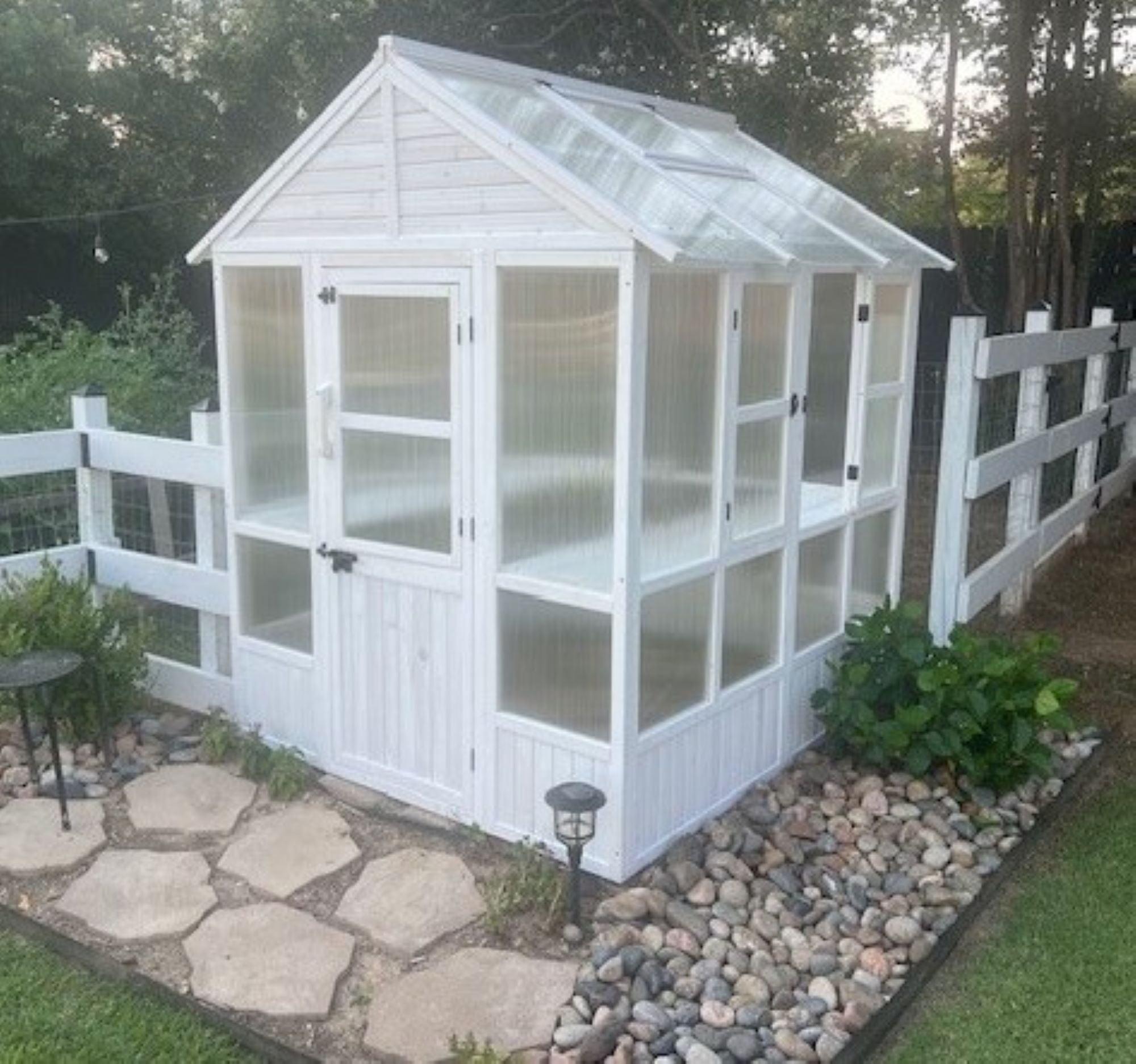 Zylina White Wood Greenhouse with Acrylic Panels, 84in x 72in x 72in