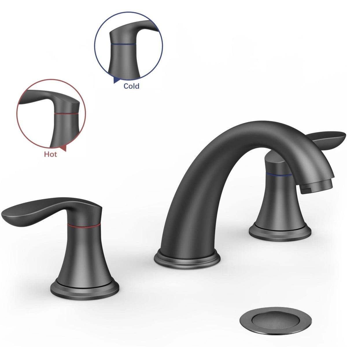 Matte Black 2-Pack Stainless Steel 3-Hole Bathroom Faucet