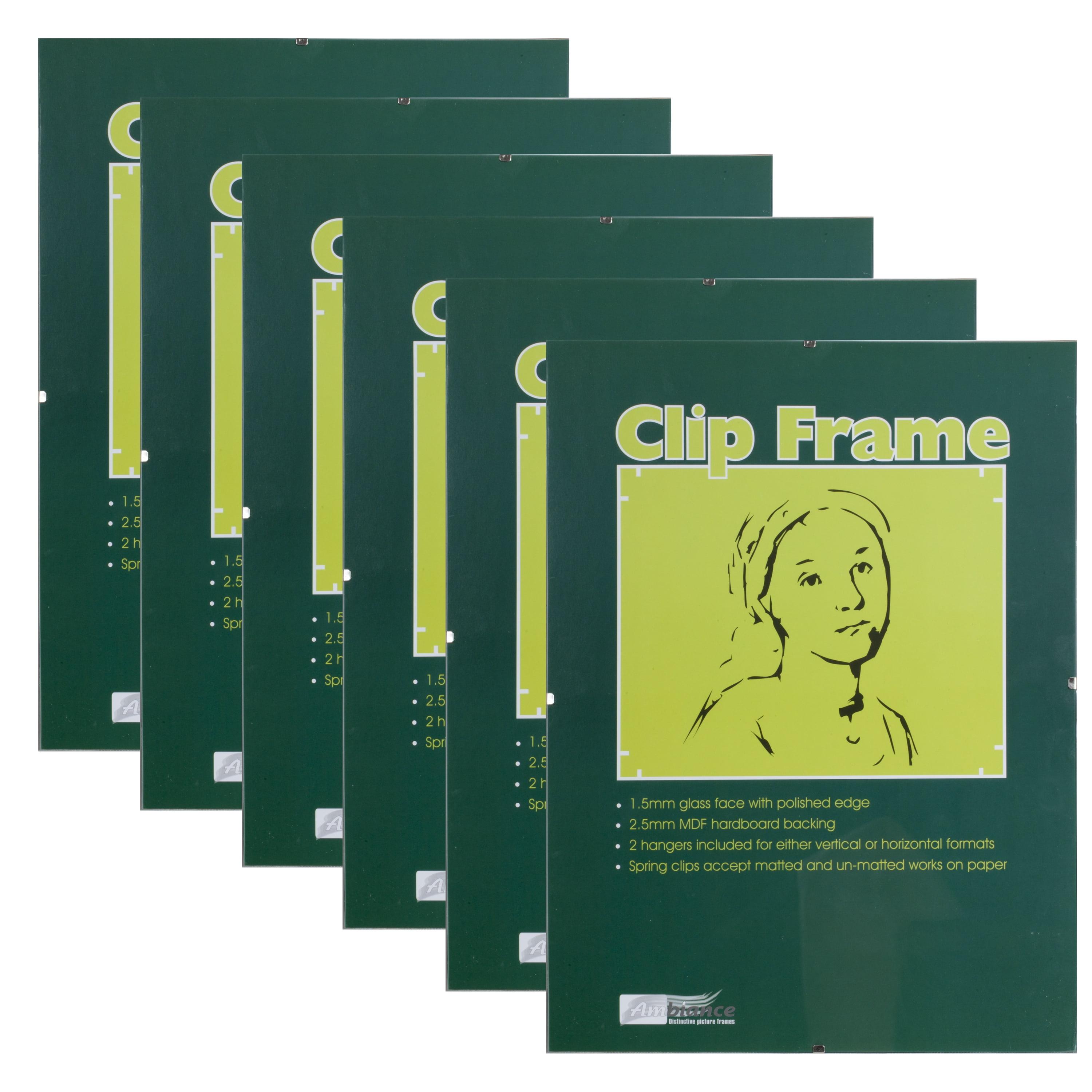 Ambiance Gallery Clip Frames - Modern Low Profile Invisible Minimalist Picture Photo Gallery Frame, Includes Glass and Backing - 9x12 - [Box of 6]