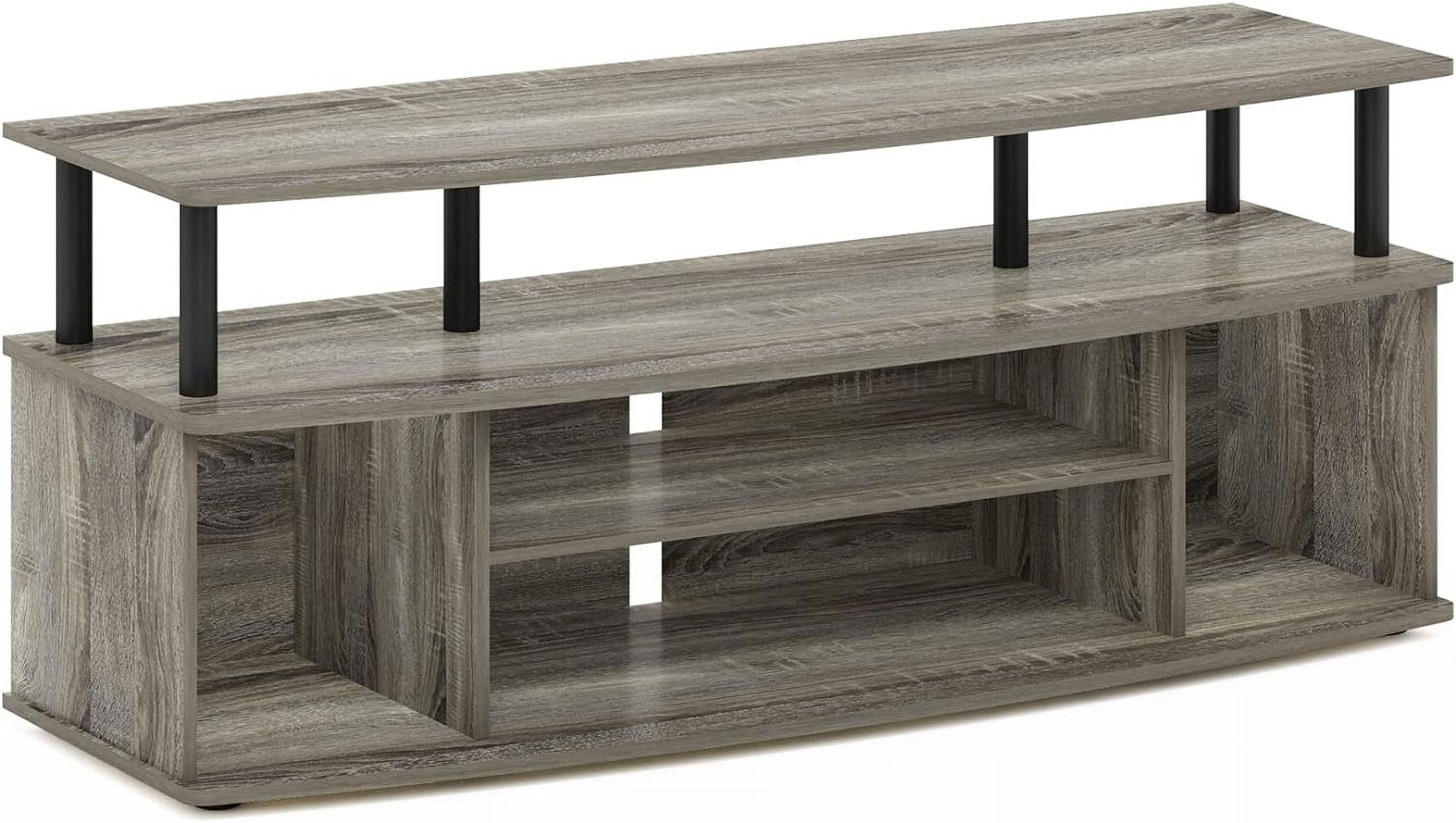 French Oak & Black 55-Inch TV Entertainment Center