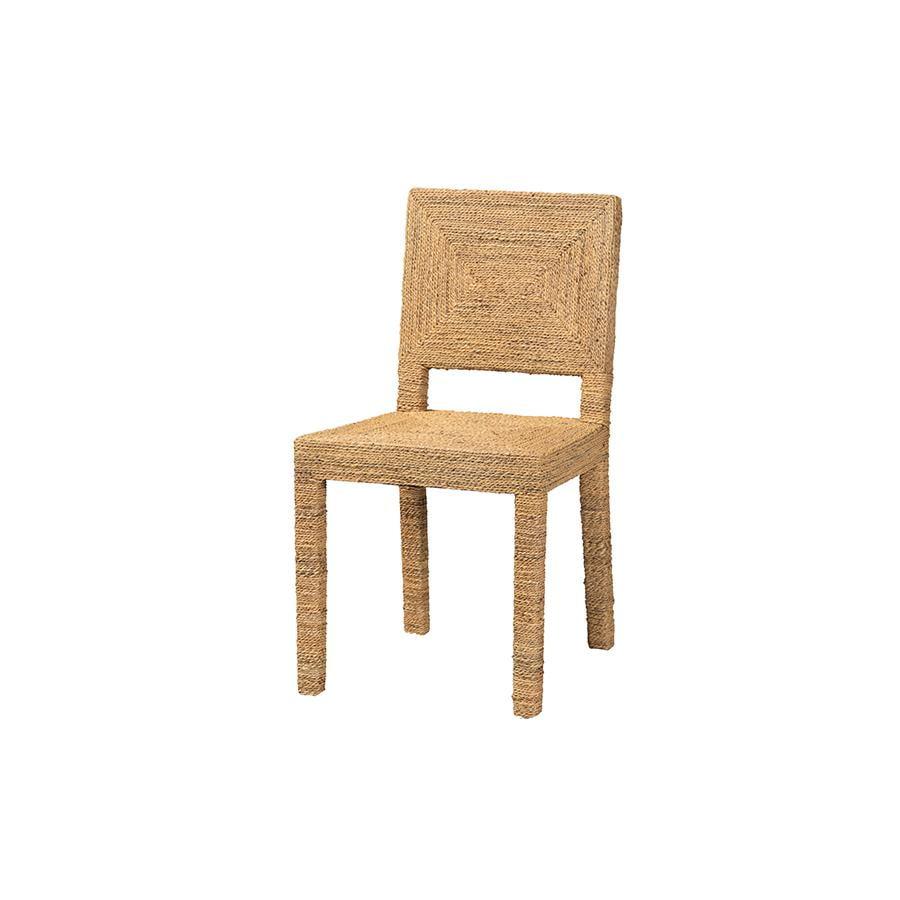 Natural Seagrass and Mahogany Wood Dining Chair