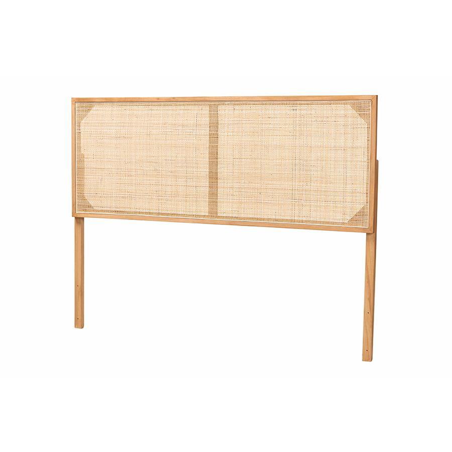 bali & pari Queen Aurelia Bayur Wood and Rattan Headboard: Bohemian Design, Wall or Frame Mount, Adjustable Height