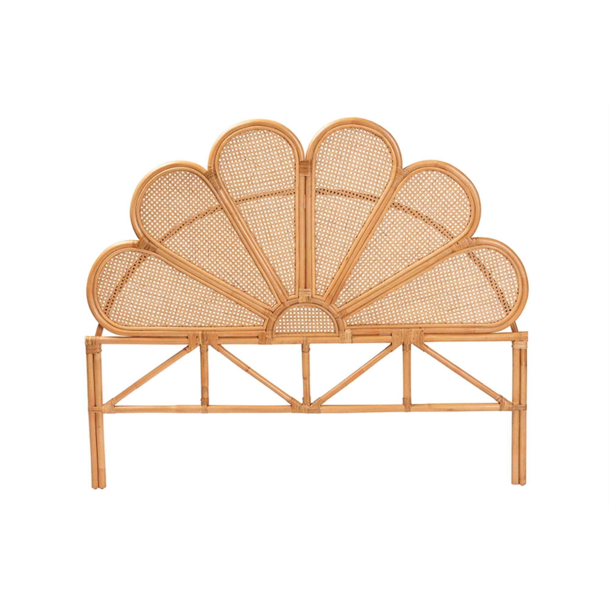 Honey Rattan Flower-Inspired King Size Standalone Headboard