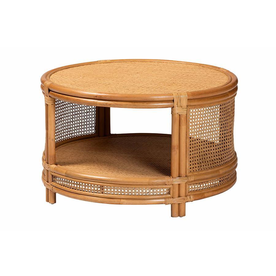 bali & pari Louis Modern Bohemian Natural Brown Rattan Coffee Table