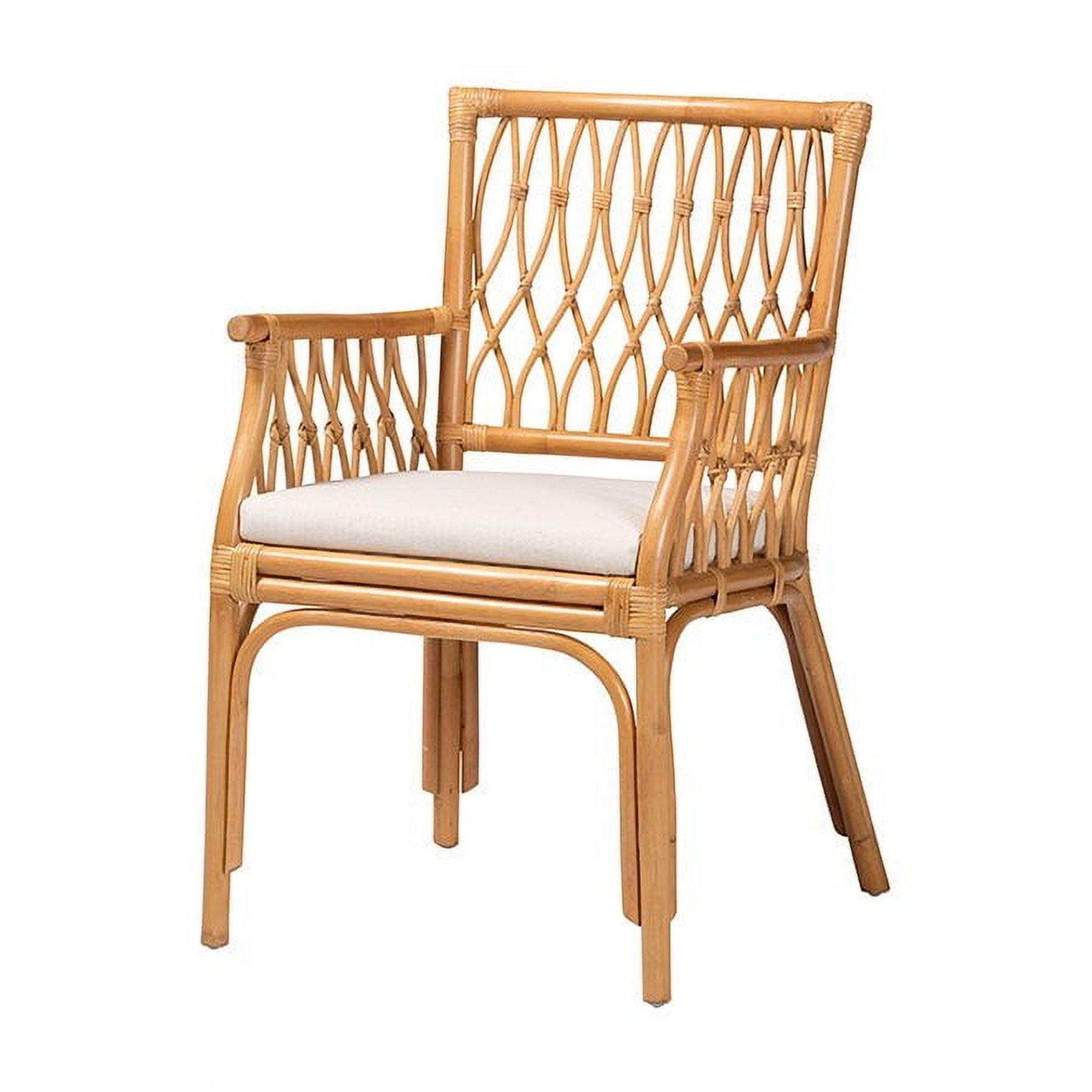 Handcrafted White Rattan Bohemian Accent Chair