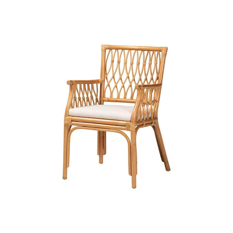 Handcrafted White Rattan Bohemian Accent Chair