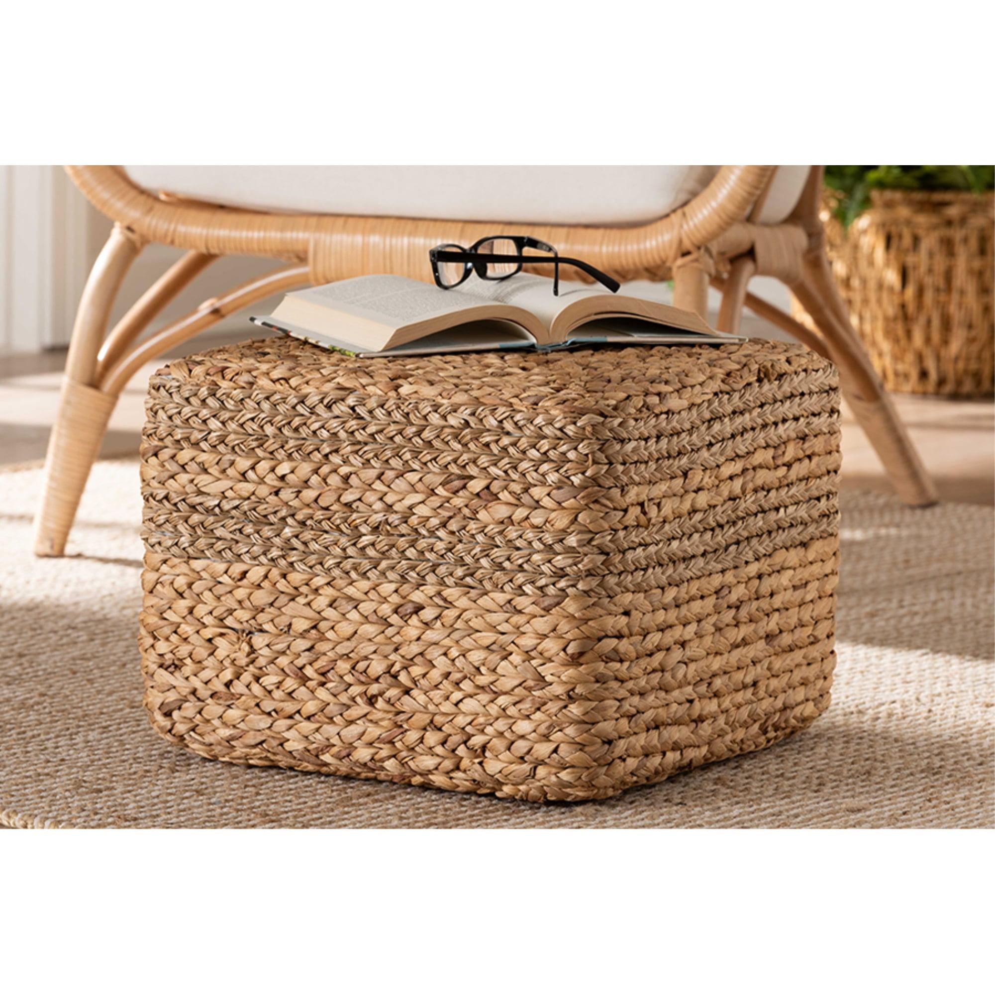 bali & pari Marella Seagrass Footstool Natural Brown: Bohemian Design, No Assembly, Spot Clean