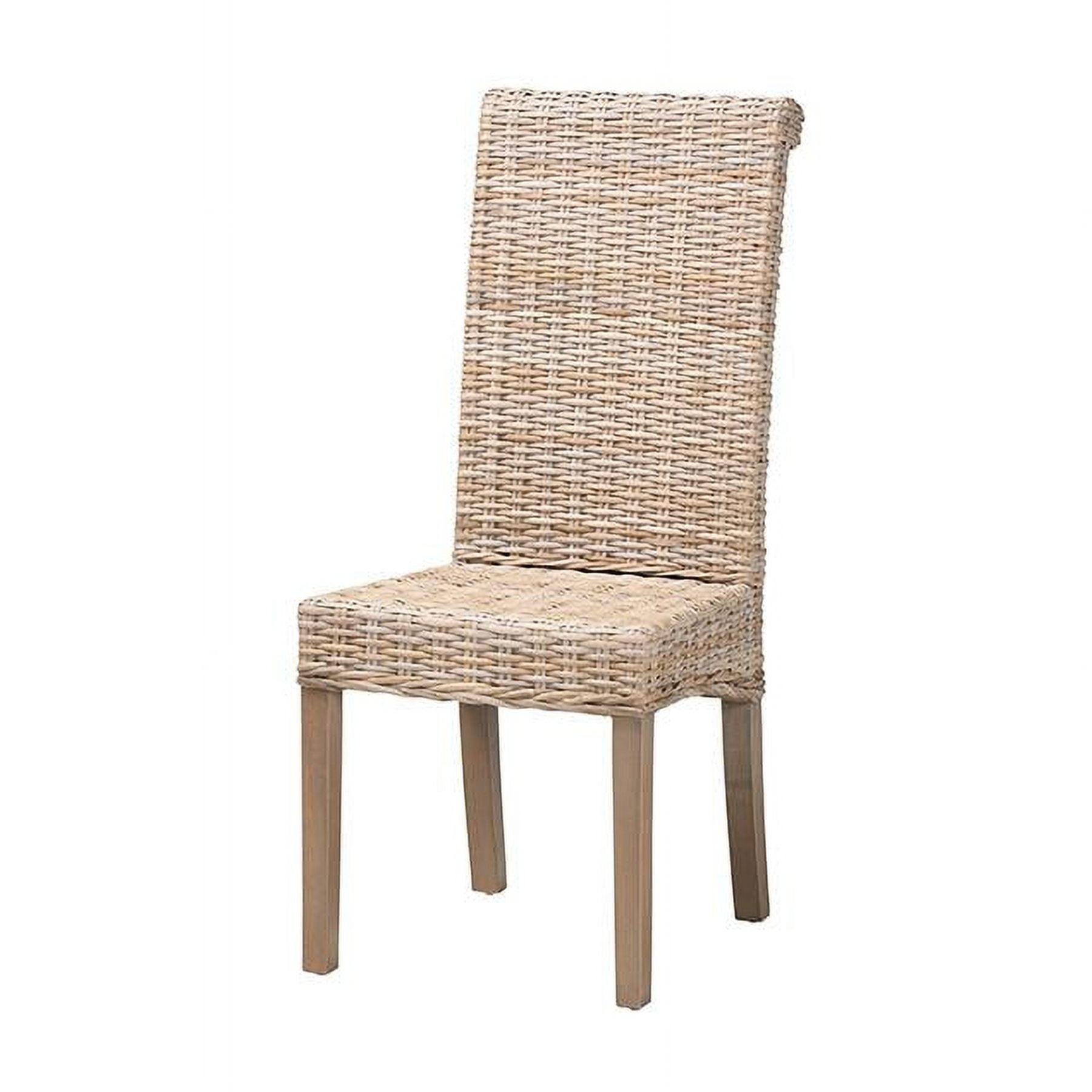 bali & pari Santiago Natural Rattan and Mango Wood Dining Chair Kubu Gray/Rustic Taupe