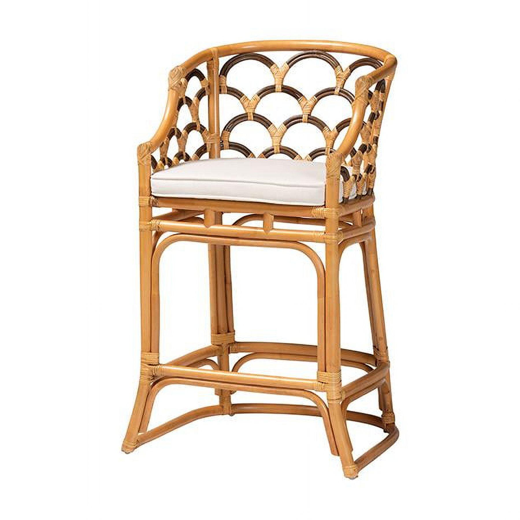 Veneto Light Honey and Dark Brown Rattan Bar Stool