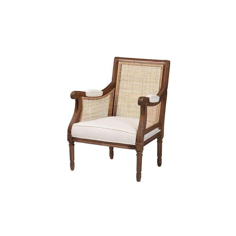 bali & pari Desmond Accent Chair: Traditional French Design, Foam Padded, Woven Back